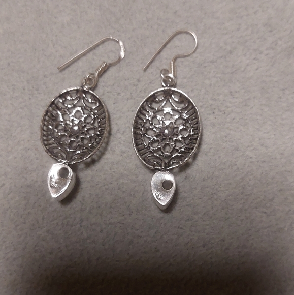 Vintage Style Rose Quartz Dangle Earrings - Picture 4 of 4